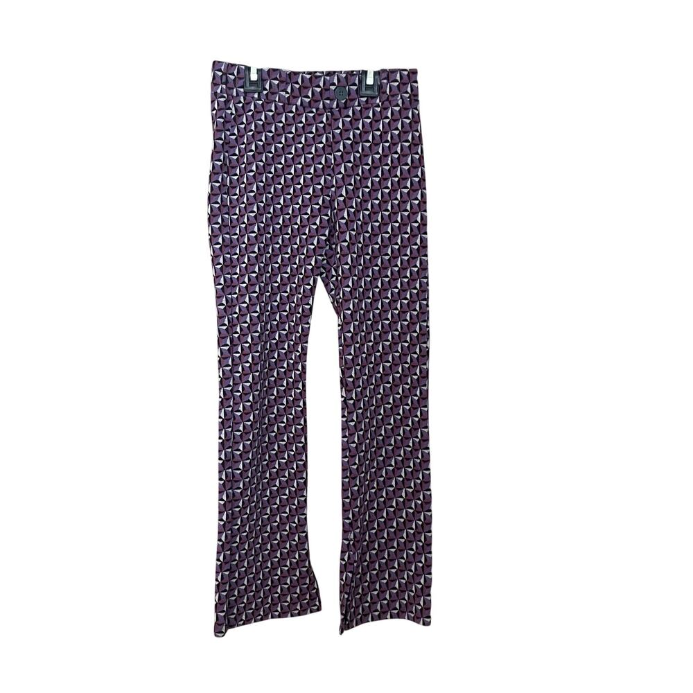 Zara Girls Wide-Leg Geometric Jacquard Trousers Size 10 Pants Casual Purple